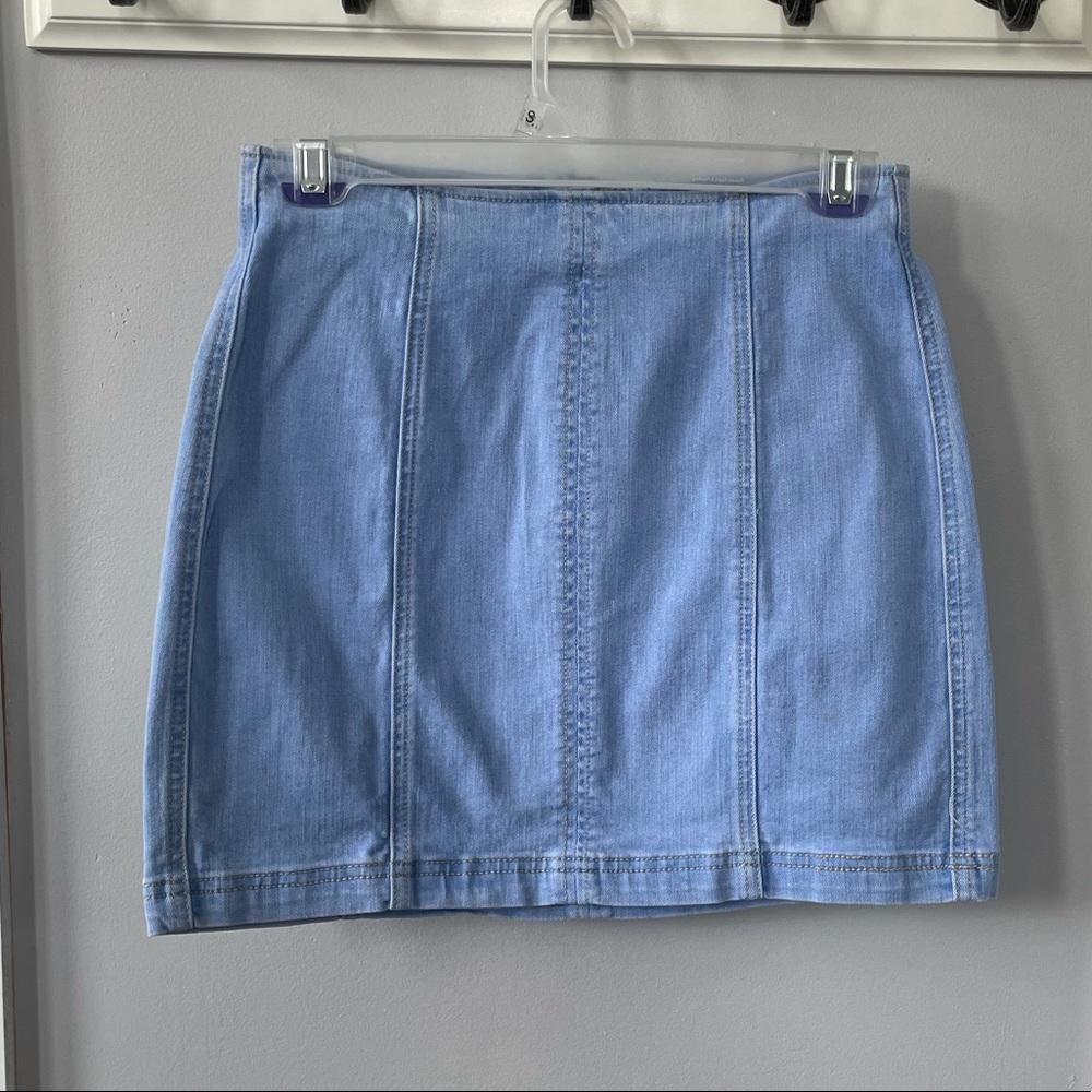 denim mini skirt